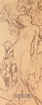 Iris Tschechisch Jugendstil Alphonse Mucha Ölgemälde